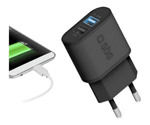 CARICABATTERIE VIAGGIO BUILT NY TETR2USB21AFAST Nero