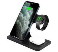 Caricabatterie wireless 3 in 1 con capacità di ricarica rapida da 15 W per smartphone, smartwatch, auricolari, dock di ricarica portatile pieghevole multi-dispositivo