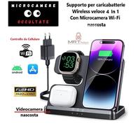 Caricabatterie Wireless con Microcamera Wi-Fi nascosta Full HD 32Gb