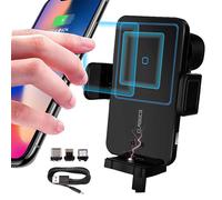 Caricabatterie wireless intelligente con sensore di bloccaggio automatico per telefoni compatibili con QI, braccio antigraffio per una presa sicura