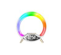 Caricabatterie wireless intelligente, luce notturna multifunzione, sveglia, risveglio all'alba, lampada da tavolo, audio Blue