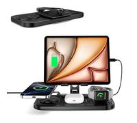 Caricabatterie Wireless iphone per Stazione di Ricarica, 4 in 1 Supporto Tablet Regolabile, Ricarica Wireless iphone Rapida 18W per iPhone 15 Pro Max, Base Ricarica Wireless per iWatch 9/Air Pods