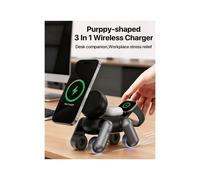 Caricabatterie Wireless Magnetico 3 In 1 Portatile per Robot Cane Supporto Stazione di Ricarica Rapida Multifunzione per Telefono e Orologio