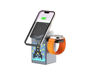 Caricabatterie Wireless Magnetico Multifunzione 6 In 1 con Altoparlante e Sveglia per 14-16Pro, per AirPods, IWatch