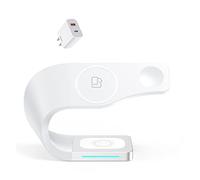 Caricabatterie wireless magnetico Stand 15W Induzione universale IP14 Dock di ricarica rapida for auricolari orologio telefono,Compatibilità universale(White 20W Charger)