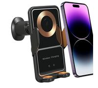 Caricabatterie wireless per auto | Supporto caricatore mobile con rotazione a 360 gradi, ricarica rapida wireless 15 W con rilevamento automatico e morsetto anti-vibrazione per uscita 'aria