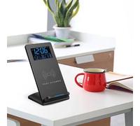 Caricabatterie wireless per auto, supporto per cellulare con ricarica wireless, offre molteplici funzioni, orologio elettronico con visualizzazione