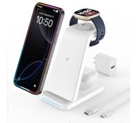 Caricabatterie wireless per Fitbit Versa 4/3: stazione di ricarica JoyGeek 3 in 1 per Fitbit Watch Sense 2/Sense - Supporto caricabatterie per telefono per Google Pixel 7 Pro/7/6 Pro/6/5 e Pixel Buds