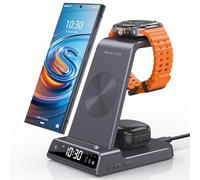 Caricabatterie wireless per Samsung Galaxy S25 Ultra Watch 8/7, Samsung Caricabatterie per Galaxy Watch 6/5, stazione di ricarica per telefono Android per S24 Z Fold 7/Flip 6,Galaxy Buds Pro (grigio)