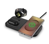 Caricabatterie wireless per Samsung S25/S24/S23/Note 20, ricarica smartwatch per Galaxy Watch 7/6/5/Ultra/Active, supporto di ricarica rapido per Galaxy Buds, nero