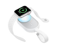 Caricabatterie wireless portatile per Apple Watch Series 8/UItra/7/6/5/4/3/2/SE/Nike,1200 mAh iWatch Keychain Charger Power Bank with Built-in Cable (bianco)