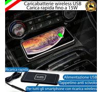 CARICABATTERIE WIRELESS RICARICA RAPIDA PER AUDI A6 USB FINO A 15 W