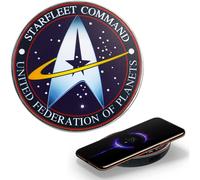 Caricabatterie wireless Star Trek con batteria di riserva integrata per ricarica cablata e wireless. Telefono wireless portatile
