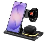 Caricabatterie wireless veloce 4 in 1 per stazione di ricarica Samsung, telefoni Android, dispositivi multipli, luce LED, supporto per Samsung Galaxy S26 Ultra S25 S24 S23 S22 Z Flod7/6 Watch 8 7