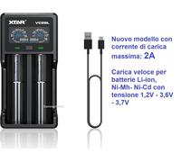 Caricabatterie Xtar VC2SL per batterie Litio ricaricabili