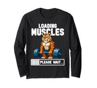 Caricamento Muscoli Tigre Sollevamento Pesi Divertente Palestra Meme Maglia a Manica