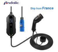 Caricatore 32A Caricatore rapido EV Spina CEE Auto elettrica Portatile Uso domestico Tipo 2 Tipo 1 7KW Wallbox monofase 5 meters Type 2