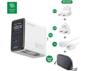 Caricatore 4smarts GaN Flex Screen AI 100W USB-C e USB-A 3 Porte