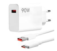 Caricatore 90W con Cavo USB C 2M 6A per Ricarica Rapida HyperCharge - Adattatore Type-C per 15/14 Pro/13 Ultra, Note 14/13, POCO X7/X6 Pro, Pad 7/6/5, Compatibile 67W/33W