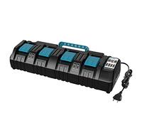 Caricatore a 4 porte DC18SF per Makita 14,4 V-18 V batterie al litio BL1850 BL1815N BL1830 BL1840 BL1850 BL1860 YEX-BUR 3A con 2 porte USB, sostituisce DC18RD DC18RE DC18RC