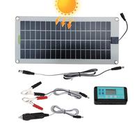 Caricatore a batteria solare da 12 V - Pannello solare da 30 W per auto, kit di carico portatile | Caricatore di manutenzione Pronto per l'uso con pinze di e adattatore di accendisigari pe