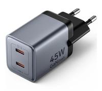 Caricatore a Muro GaN Vention FCDH0-EU 2xUSB-C 45W Grigio