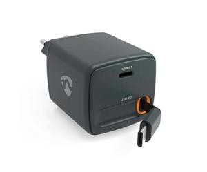 Caricatore a Muro NEDIS WCHARC30WBK 30W 2 Porte USB-C GaN PD 3.0