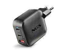 Caricatore a muro NGS BUD 100W TINY-Ultra-fast GaN, 100W con 3 porte: 2 USB-C+1 USB-A, per mobile, tablet e laptop