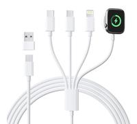 Caricatore A-pple Watch, 4 in 2 Cavo Ricarica A-pple Watch Caricabatterie iWatch con Lightning/USB C/iWatch/Micro per iWatch Serie 9/8/7/6/5/4/3/2/SE/Ultra,iPhone 15 14 13 12