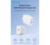 Caricatore ac/usb devia 1 uscita type c 45w rapido bianco