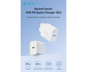 Caricatore ac/usb devia 1 uscita type c 45w rapido bianco