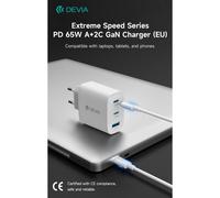 Caricatore ac/usb devia 2type c 1usb 65w gan pd+qc3.0 fast
