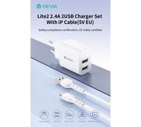 Caricatore ac/usb devia 2usb 12w +cavo apple lightning bianco