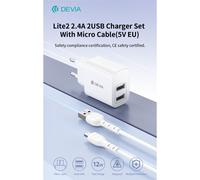 Caricatore ac/usb devia 2usb 12w +cavo micro usb bianco