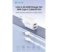 Caricatore ac/usb devia 2usb 12w +cavo type-c bianco