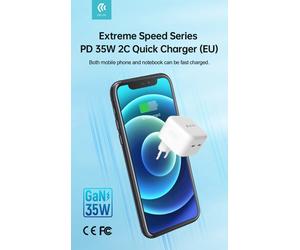 Caricatore ac/usb devia rapido power delivery 2usb type-c 35w