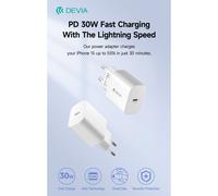 Caricatore ac/usb type-c devia 30w gan carica rapida bianco