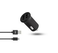 Caricatore accendisigari 2USB 2.4A + cavo Micro-USB - Coul. nero