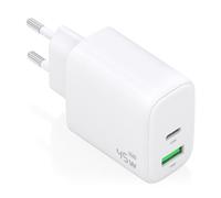 Caricatore Aisens A110-0971 GaN 45W 1xUSB-C PD3.0 1xUSB-A QC3.0 Bianco