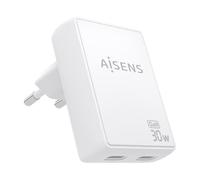 Caricatore Aisens ASCH-30W2P075-W GaN Ultra Sottile 30W 2xUSB-C Bianco