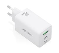 Caricatore da Muro GaN Aisens ASCH-65W3P072-W- 2xUSB Tipo-C- 1xUSB- 65W- Bianco