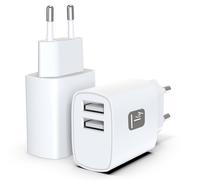 Techly 624407 Caricatore Alimentatore 2X USB-A 12W da Muro Bianco