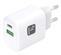 Techly 621895 Caricatore Alimentatore GaN USB-C™ 20W e USB-A 18W da Muro Bianco