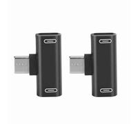 Caricatore Audio Splitter USB-C da 2 Pezzi, Adattatore per Caricabatterie Doppio USB C per Cuffie di Tipo C, Ricarica Dell'adattatore da 1 a 2 (Nero)