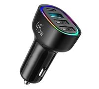 Caricatore Auto 4 Porte 45W PD QC 3.0 Nero