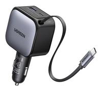 Caricatore Auto 90W Ugreen con Cavo USB-C Retrattile 70 cm, 3 Porte PD 3.0 QC 3.0
