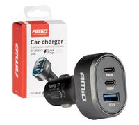 Caricatore auto AMIO 04177 85W 2x USB-C PD65W+20W USB-A QC3.0