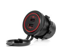 Caricatore auto AMIO 04223 2x USB-C impermeabile 12/24V LED