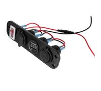Caricatore Auto Blu Pp a Tre Fori Doppia USB e Voltmetro Digitale | Ingresso 12-30v, Uscita 5v, Rilevamento Automatico, Modulo Staccabile