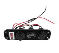 Caricatore Auto Doppia USB e Voltmetro Digitale, Pannello Tre Fori